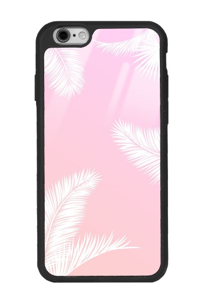 iPhone 6 - 6s Beyaz Palmiye Tasarımlı Glossy Telefon Kılıfı