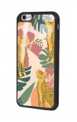 iPhone 6 - 6s Çiçekli Leopar Tasarımlı Glossy Telefon Kılıfı