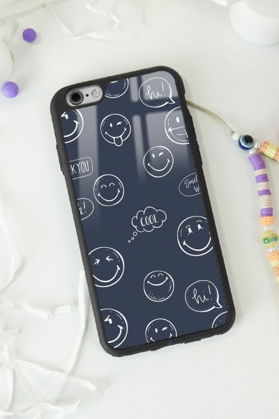 iPhone 6 - 6s Doodle Smile Tasarımlı Glossy Telefon Kılıfı