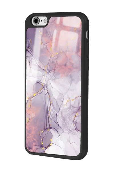 iPhone 6 - 6s Fuşya Mermer Tasarımlı Glossy Telefon Kılıfı