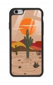iPhone 6 - 6s Retro Kaktüs Güneş Tasarımlı Glossy Telefon Kılıfı