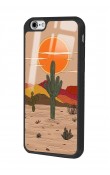 iPhone 6 Plus - 6s Plus Retro Kaktüs Güneş Tasarımlı Glossy Telefon Kılıfı