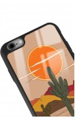 iPhone 6 Plus - 6s Plus Retro Kaktüs Güneş Tasarımlı Glossy Telefon Kılıfı