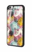 iPhone 6 Plus - 6s Plus Uyumlu Retro Çizgi Çiçek Tasarımlı Glossy Telefon Kılıfı