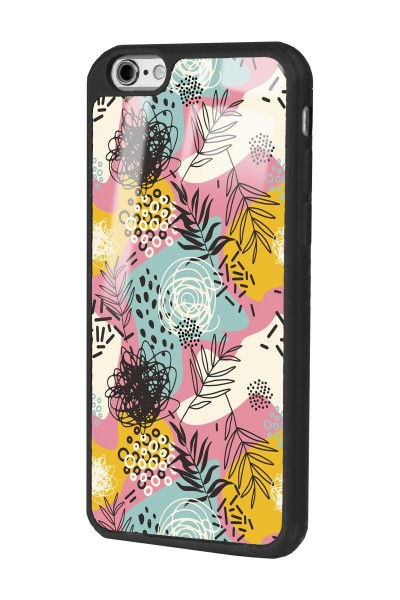 iPhone 6 Plus - 6s Plus Uyumlu Retro Çizgi Çiçek Tasarımlı Glossy Telefon Kılıfı