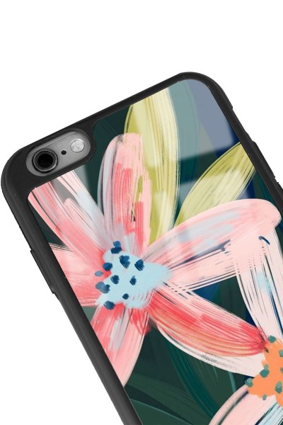 iPhone 6 Plus - 6s Plus Uyumlu Suluboya Çiçek Tasarımlı Glossy Telefon Kılıfı