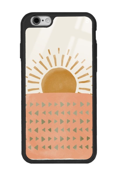 iPhone 6 Plus - 6s Plus Uyumlu Suluboya Güneş Tasarımlı Glossy Telefon Kılıfı