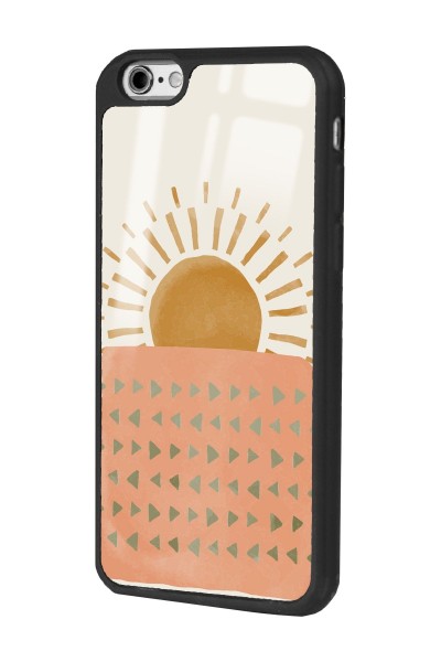 iPhone 6 Plus - 6s Plus Uyumlu Suluboya Güneş Tasarımlı Glossy Telefon Kılıfı