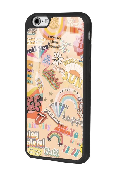 iPhone 6 Plus - 6s Plus Vintage Sticker Tasarımlı Glossy Telefon Kılıfı