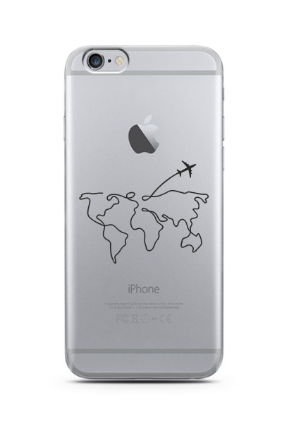 iPhone 6 Plus Çizgi Harita Tasarımlı Şeffaf Silikon Telefon Kılıfı
