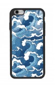 iPhone 6 Plus Mavi Dalga Tasarımlı Glossy Telefon Kılıfı