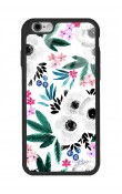 iPhone 6 Plus Uyumlu Beyaz Çiçek Tasarımlı Glossy Telefon Kılıfı