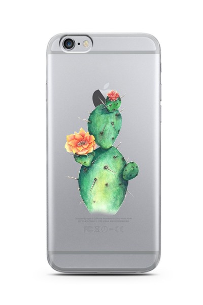 iPhone 6s Plus Kaktüs Tasarımlı Süper Şeffaf Silikon Telefon Kılıfı