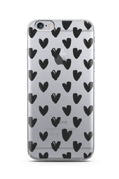 iPhone 6s Plus Kalp Tasarımlı Süper Şeffaf Silikon Telefon Kılıfı