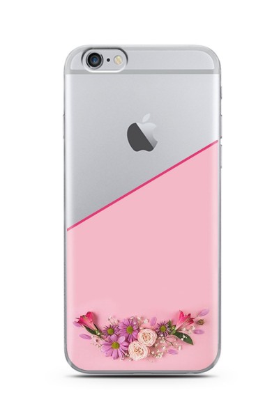 iPhone 6s Plus Kesik Çiçek Tasarımlı Süper Şeffaf Silikon Telefon Kılıfı