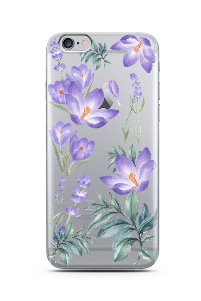 iPhone 6s Plus Kış Çiçeği Tasarımlı Süper Şeffaf Silikon Telefon Kılıfı