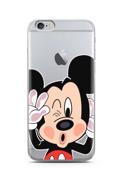 Iphone 6s Plus Mickey Tasarımlı Süper Şeffaf Silikon Telefon Kılıfı