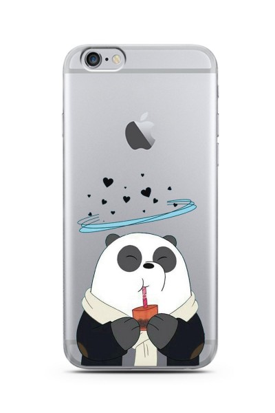 iPhone 6s Plus Panda Tasarımlı Süper Şeffaf Silikon Telefon Kılıfı