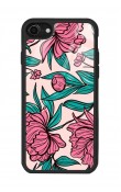 iPhone 7 - 8 Fuşya Çiçekli Tasarımlı Glossy Telefon Kılıfı