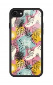iPhone 7 - 8 Retro Çizgi Çiçek Tasarımlı Glossy Telefon Kılıfı
