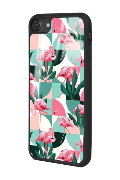 iPhone 7 - 8 Retro Flamingo Duvar Kağıdı Tasarımlı Glossy Telefon Kılıfı