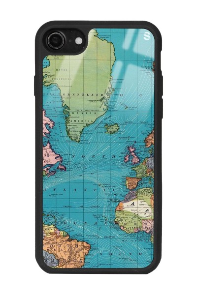 iPhone 7 - 8 - Se Atlantic Map Tasarımlı Glossy Telefon Kılıfı