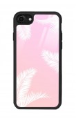 iPhone 7 - 8 - Se Beyaz Palmiye Tasarımlı Glossy Telefon Kılıfı