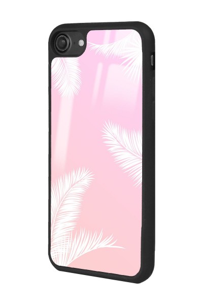 iPhone 7 - 8 - Se Beyaz Palmiye Tasarımlı Glossy Telefon Kılıfı