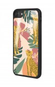iPhone 7 - 8 - Se Çiçekli Leopar Tasarımlı Glossy Telefon Kılıfı