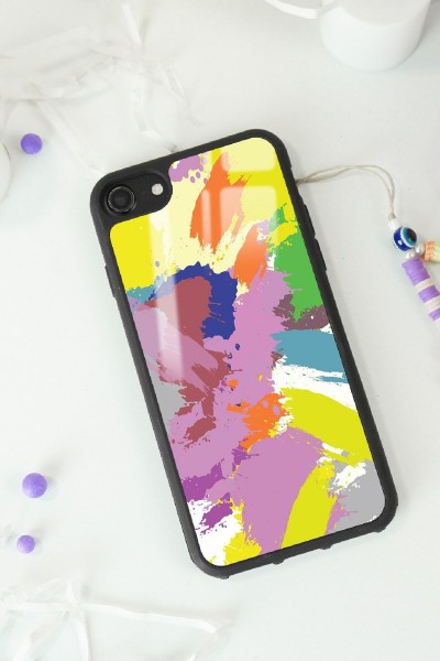 iPhone 7 - 8 - Se Colored Brush Tasarımlı Glossy Telefon Kılıfı