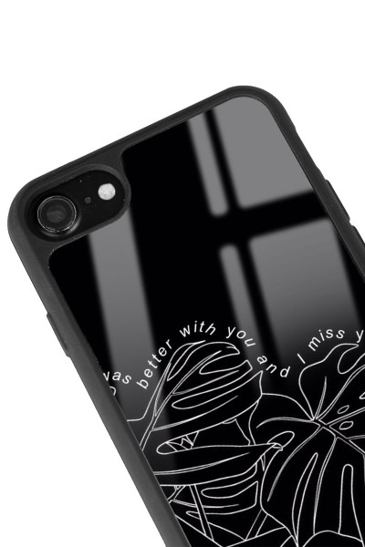 iPhone 7 - 8 - Se Dark Leaf Tasarımlı Glossy Telefon Kılıfı