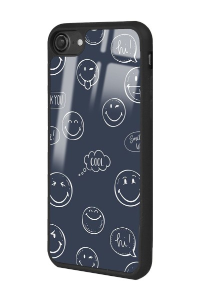 iPhone 7 - 8 - Se Doodle Smile Tasarımlı Glossy Telefon Kılıfı