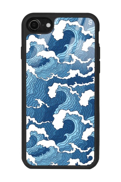 iPhone 7 - 8 - Se Mavi Dalga Tasarımlı Glossy Telefon Kılıfı