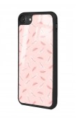 iPhone 7 - 8 - Se Pudra Yapraklı Tasarımlı Glossy Telefon Kılıfı