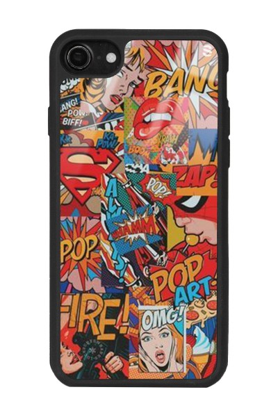 iPhone 7 - 8 - Se Retro Comics Tasarımlı Glossy Telefon Kılıfı