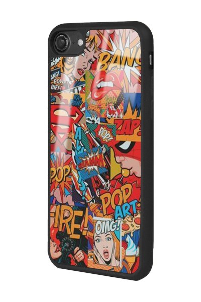 iPhone 7 - 8 - Se Retro Comics Tasarımlı Glossy Telefon Kılıfı
