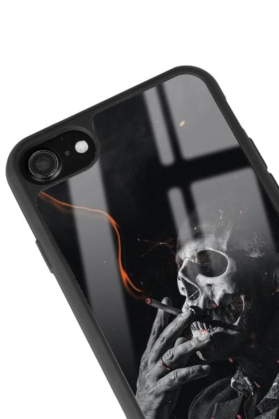 iPhone 7 - 8 - Se Smoke Skull Tasarımlı Glossy Telefon Kılıfı