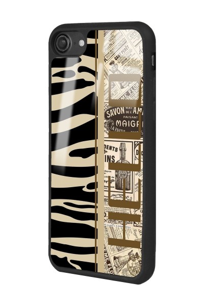 iPhone 7 - 8 - Se Zebra Gazete Tasarımlı Glossy Telefon Kılıfı
