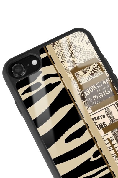 iPhone 7 - 8 - Se Zebra Gazete Tasarımlı Glossy Telefon Kılıfı