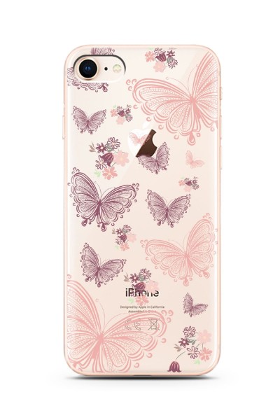 Iphone 7 / 8 Uyumlu Butterfly Kelebek Tasarımlı Süper Şeffaf Silikon Telefon Kılıfı