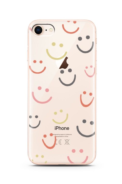 iPhone 7 / 8 Uyumlu Gülümse Tasarımlı Süper Şeffaf Silikon Telefon Kılıfı