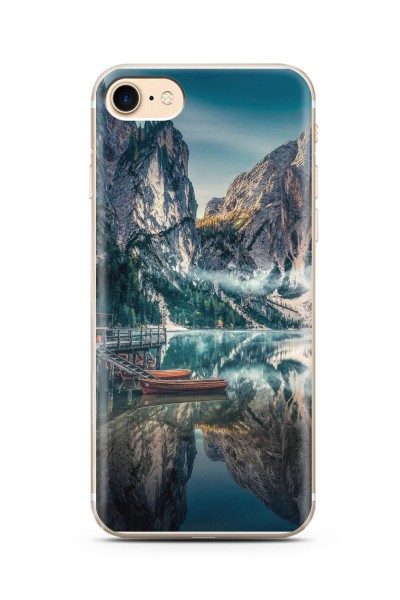 iPhone 7 Göl Manzara Tasarımlı Süper Şeffaf Silikon Telefon Kılıfı