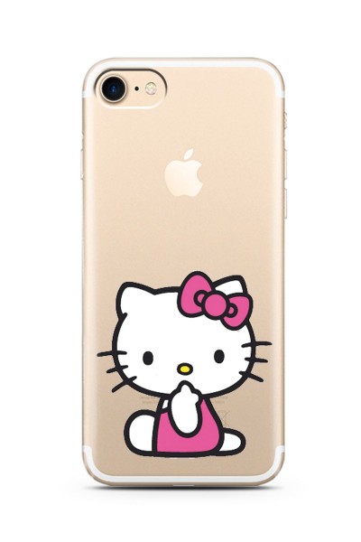 iPhone 7 Hello Kitty Tasarımlı Süper Şeffaf Silikon Telefon Kılıfı