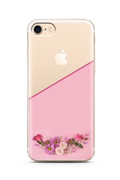 iPhone 7 Kesik Çiçek Tasarımlı Süper Şeffaf Silikon Telefon Kılıfı