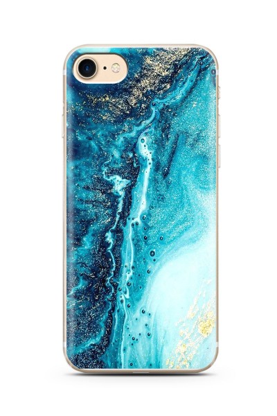 Iphone 7 Mavi Kumsal Tasarımlı Süper Şeffaf Silikon Telefon Kılıfı
