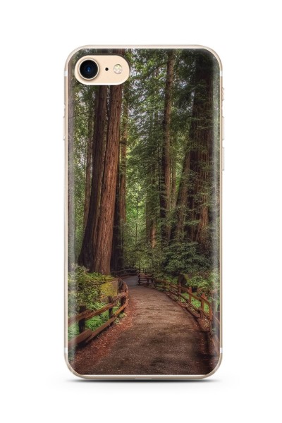 iPhone 7 Orman Yol Tasarımlı Süper Şeffaf Silikon Telefon Kılıfı