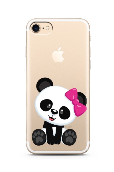 Iphone 7 Panda Tasarımlı Süper Şeffaf Silikon Telefon Kılıfı