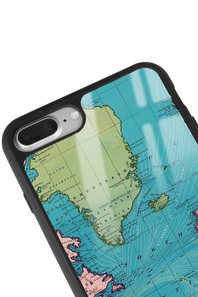 iPhone 7 Plus - 8 Plus Atlantic Map Tasarımlı Glossy Telefon Kılıfı