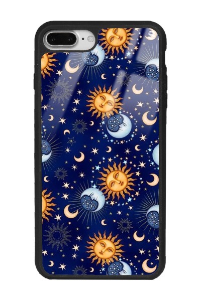 iPhone 7 Plus - 8 Plus Ay Güneş Pijama Tasarımlı Glossy Telefon Kılıfı