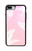 iPhone 7 Plus - 8 Plus Beyaz Palmiye Tasarımlı Glossy Telefon Kılıfı
